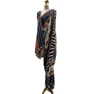 Nesavaali Women's Tamarai Pre-stitched Printed Sari - Ready To Wear In Yellow