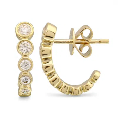 Neshi Designs Women's Yellow Bezel Diamond Half-hoop Earrings In Gold