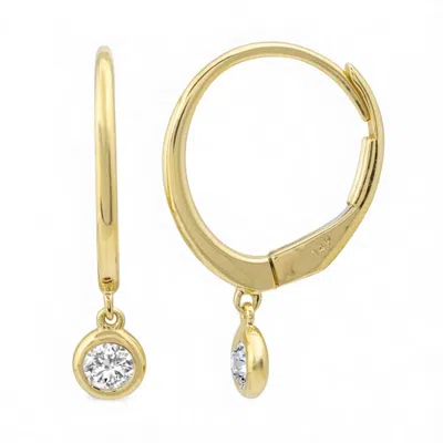 Neshi Designs Women's Yellow Bezel Drop Diamond Huggies In Gold