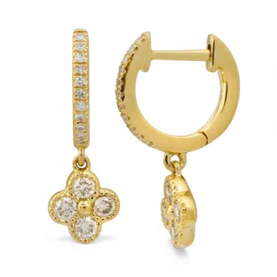 Neshi Designs Women's Yellow Clover Drop Diamond Earrings In Gold