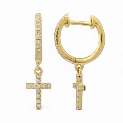 Neshi Designs Women's Yellow Cross Drop Diamond Earrings In Gold