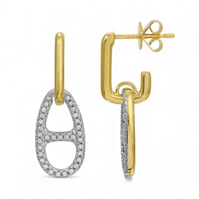 Neshi Designs Women's Yellow Dual-tone Diamond Link Earrings In Multi