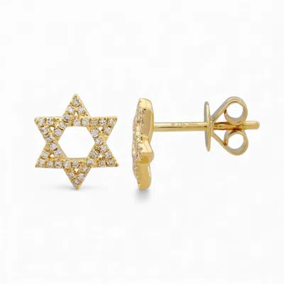 Neshi Designs Women's Yellow Star Of David Diamond Stud Earrings In Gold
