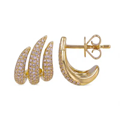 Neshi Designs Women's Yellow Triple Claw Diamond Earrings In Gold