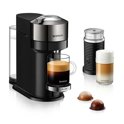 NESPRESSO VERTUO NEXT DELUXE BY BREVILLE WITH AEROCCINO MILK FROTHER, DARK CHROME,BNV570DCR1BUC1