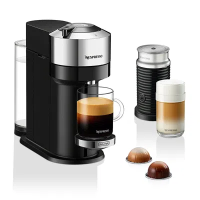 Nespresso Vertuo Next Deluxe By De'longhi With Aeroccino Milk Frother, Pure Chrome In Black