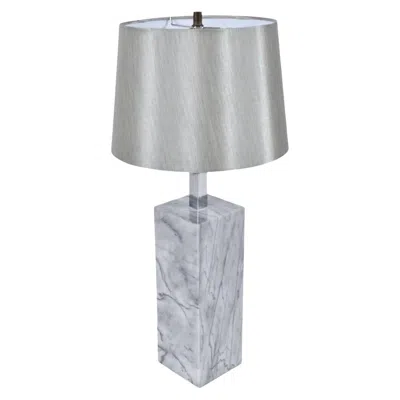Pre-owned Nessen Lighting Nessen Style Gray Marble Table Lamp With Chrome Neck