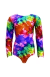 Nessi Byrd Abstract Watercolor Long-sleeve Rash Guard In Multi