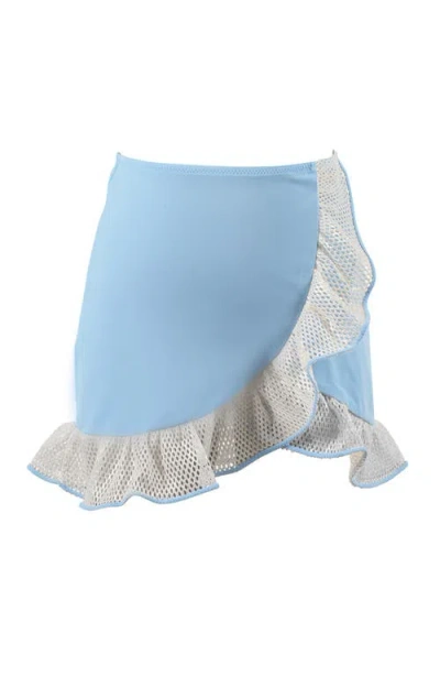 Nessi Byrd Kids'  Asymmetric Mesh Wrap-style Swim Skirt In Blue