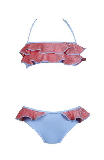 Nessi Byrd Bandeau Multi-layered Glitter Ruffle Two Piece Bikini, Toddler-little Kid-big Kid