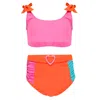Nessi Byrd Bikini For Girls In Neon Pink/orange In Multi