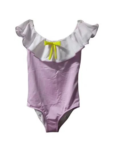 Nessi Byrd Kids' Bow-detail Swimsuit In Purple
