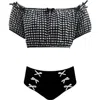 Nessi Byrd Checkered Off Shoulder & Lace-up Two Piece Bikini,toddler-little Kid & Big Kid In Multi