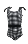 Nessi Byrd Checkered Tie-shoulder Belted One-piece Swimsuit, Toddler, Little Kid & Big Kid In Multi