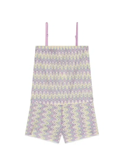 Nessi Byrd Kids' Chevron Playsuit In Purple