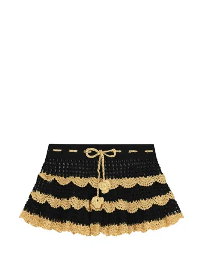 Nessi Byrd Kids' Crochet Floral Skirt In Black