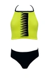 Nessi Byrd Front Window Cut, High Neck Two Piece Bikini, Little Kid-big Kid In Yellow