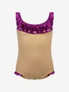 Nessi Byrd Girls Almond Swimsuit 14 Yrs Gold In Gold