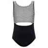 Nessi Byrd Girls Black/white One Piece Swimsuit In Black