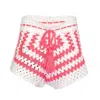 Nessi Byrd Girls Crochet Beach Shorts In White/pink In Red