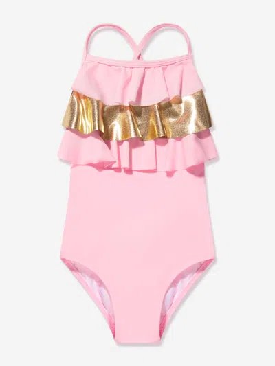 Nessi Byrd Kids' Girls Frilly Sola Swimsuit In Pink