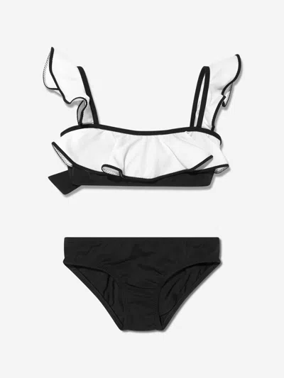 Nessi Byrd Kids' Girls Oppa Ruffle Bikini In Black