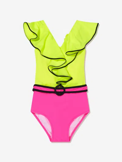 Nessi Byrd Kids' Girls Otis Ruffle Body Swimsuit In Multicoloured