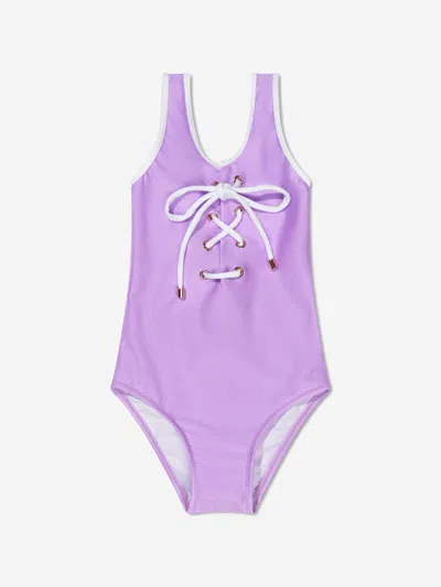 Nessi Byrd Kids' Girls Posh Lace Up Swimsuit In Purple