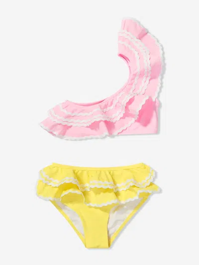 Nessi Byrd Kids' Farah Ruffle One-shoulder Bikini In Multicoloured