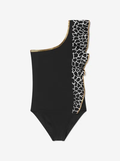 Nessi Byrd Babies' Girls Ruffle Trim Rea Swimsuit (uv50 Sun Protection) 4 Yrs Black