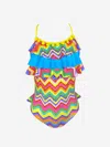 Nessi Byrd Girls Ruffled Open Back Julie Swimsuit In Multicoloured
