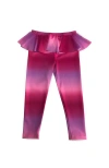 Nessi Byrd Girls' Vibrant Pink-purple Relaxed Leggings Ruffle Detail