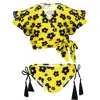 Nessi Byrd Girls Yellow Bikini Set With Floral Print In Yellow