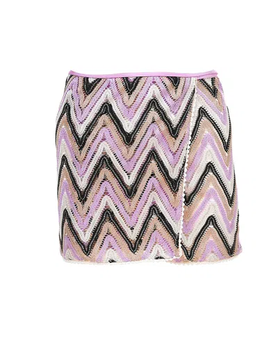 Nessi Byrd Girls' Zig-zag Knit Wrap Beach Skirt - Little Kid, Big Kid In Multi