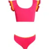 Nessi Byrd Hand-knitted Ruffle & Lacework Detail Two Piece Bikini, Little Kid-big Kid In Multi