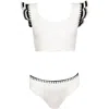Nessi Byrd Hand-knitted Ruffle Lacework Detail Two Piece Bikini, Litte Kid-big Kid In White