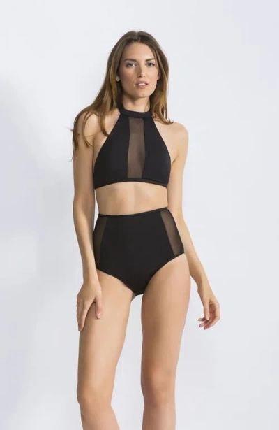 Nessi Byrd High-neck Center-front Mesh Bikini Set In Multi