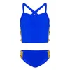Nessi Byrd Iris Cross Back Bikini In Blue