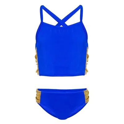 Nessi Byrd Kids' Iris Cross Back Bikini In Blue