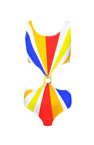 Nessi Byrd Kids' Colorful Print Cut-out One-piece Swimsuit