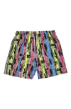 Nessi Byrd Kids' Colorful Stripe Quick-dry Swim Trunks