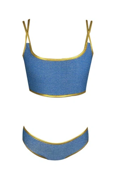 Nessi Byrd Kids' Cross Straps Blue Two-piece Swimsuit