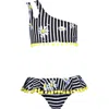 Nessi Byrd Kids' Double Straps Daisy Print Pom-pom Detail Two Piece Bikini In Multi