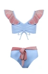 Nessi Byrd Kids' Glitter Ruffle Ruched Bikini Set In Multi