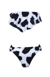 Nessi Byrd Kids' Straplez Cow Print Two Piece Bikini In Multi