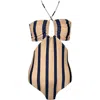Nessi Byrd Kids' Striped Halter Neck One-piece Swimsuit
