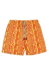 Nessi Byrd Kids' Wavy Stripes Yellow-red Quick-dry Swim Trunks