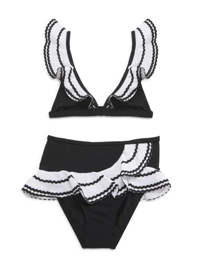 Nessi Byrd Kids' Little Girl's & Girl's 2-piece Babe Monochrome Ruffled Bikini