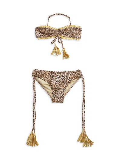 Nessi Byrd Kids' Little Girl's & Girl's Crown Leopard Print Bikini