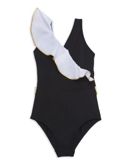 Nessi Byrd Kids' Little Girl's & Girl's One-shoulder Ruffle Swimsuit
